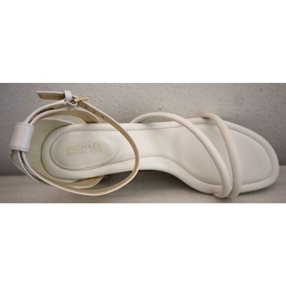 Michael Kors Women's Sz 8M Light Cream Leather Porter Strappy Mid Sandals - Picture 14 of 15